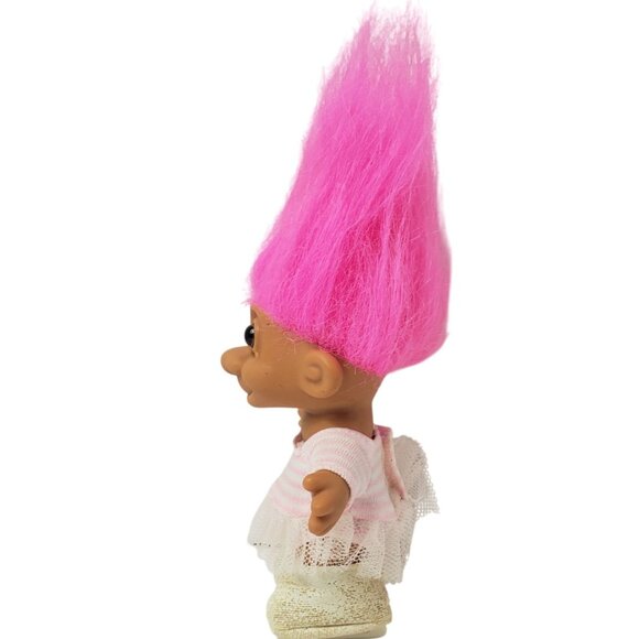 VTG Russ Troll My Lucky Ice Skater Doll Pink Hair Ice Skating Outfit 5" 90's - Picture 2 of 4